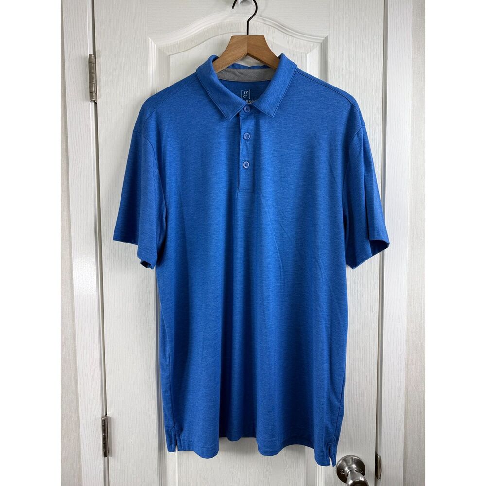 George Men’s Large Blue Heather Performance Golf Polo Shirt Short Sleeve